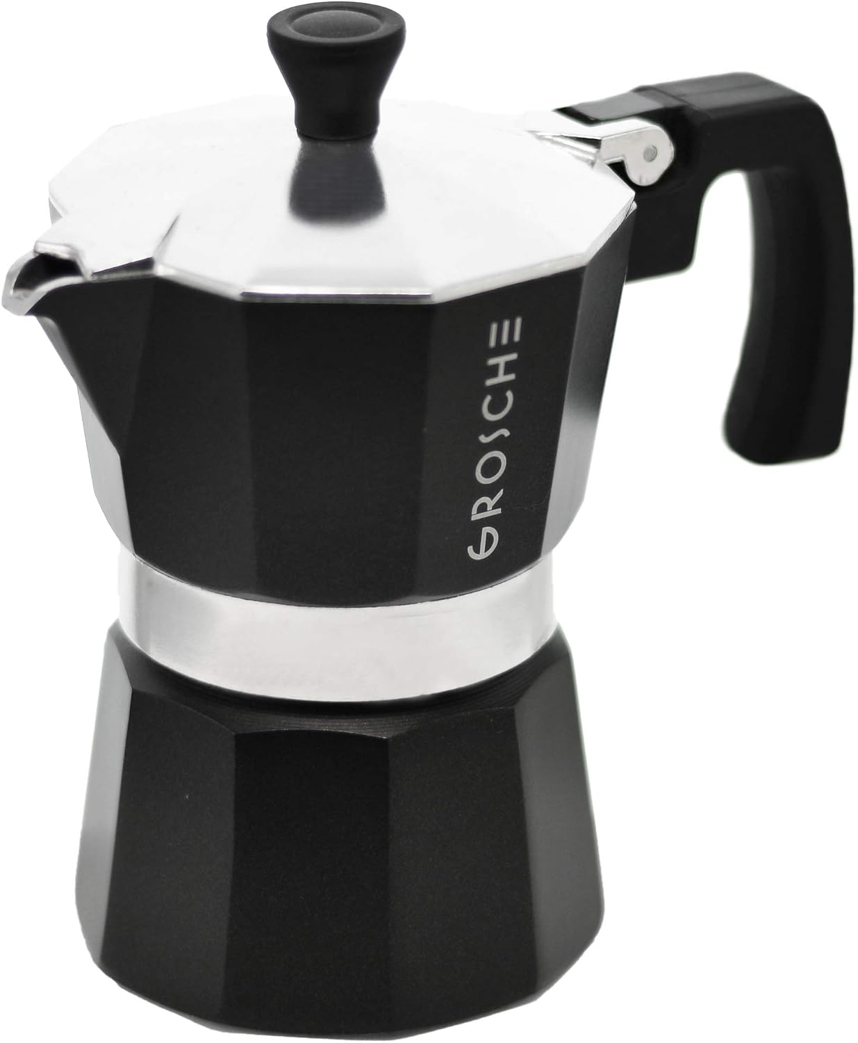 GROSCHE Milano Moka Pot | 9 Espresso Cup - 15.2 oz | Stovetop Espresso Percolator & Coffee Maker – Portable, Ideal for Home and Camping | Cuban Coffee Maker And Italian Moka Pot For Stovetop Espresso; For Gas, Electric, And Propane Stoves With A Soft-Tou…