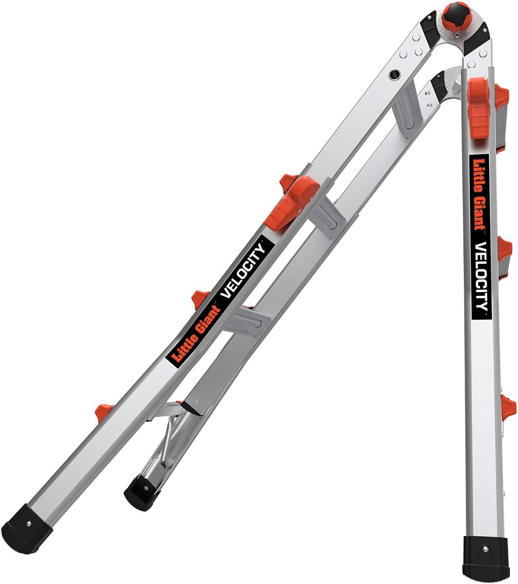 Little Giant Velocity, Aluminum Ladder, 14 ft Reach, 15413-001 | Telescoping Multi-Position Ladder with Extension, A-Frame, 90-Degree & Trestle Modes, 300 lbs. Rating