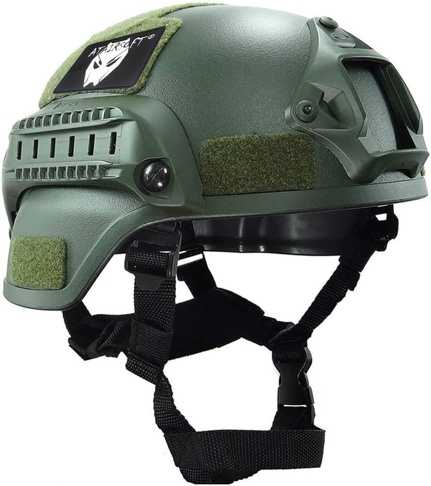 Tactical Airsoft Paintball MICH 2000 Helmet with Side Rail & NVG Mount