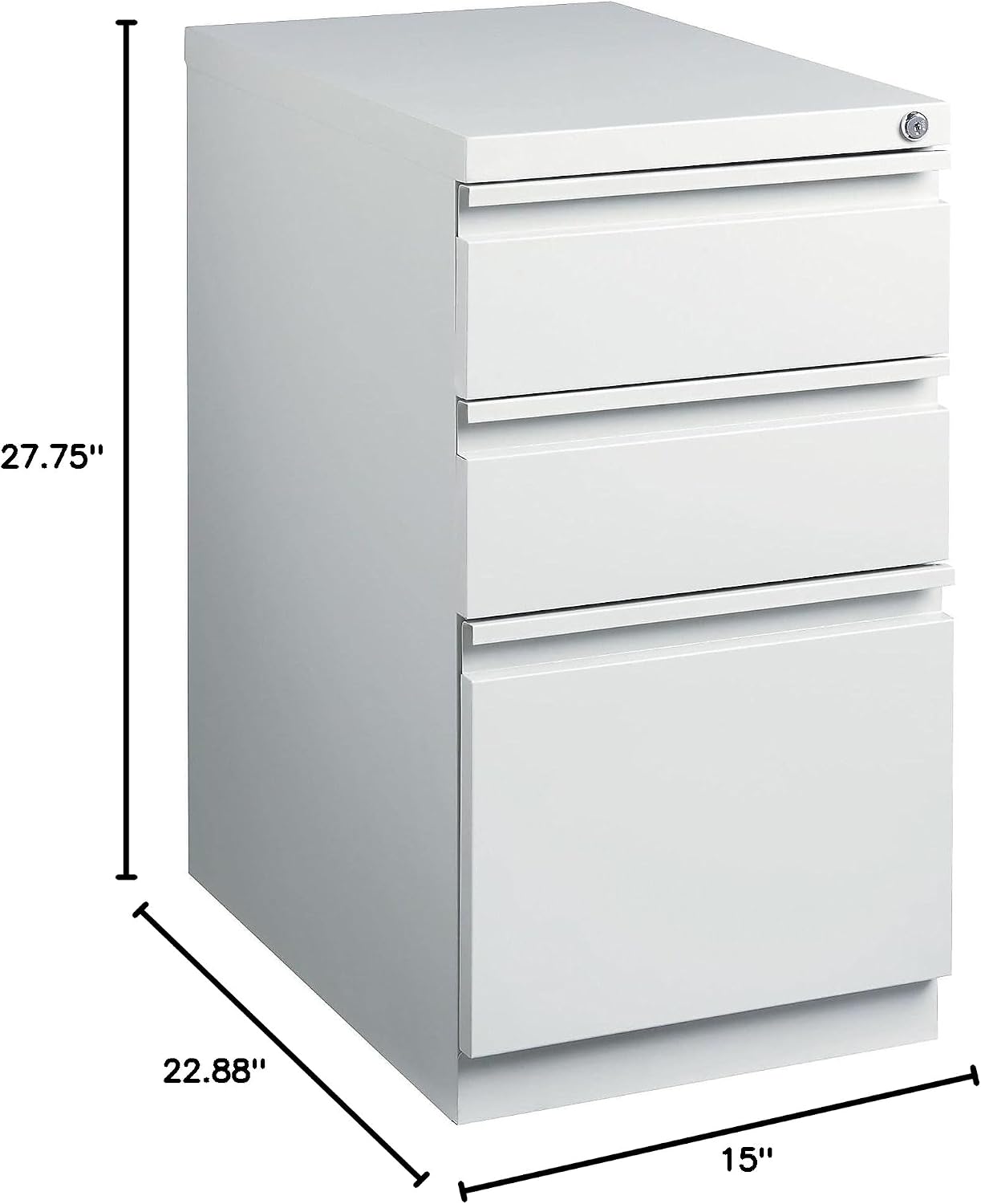 Staples 3-Drawer Vertical File Cabinet, Letter Size Documents, Lockable, 19.88" D x 15" W x 27.75" H, Black