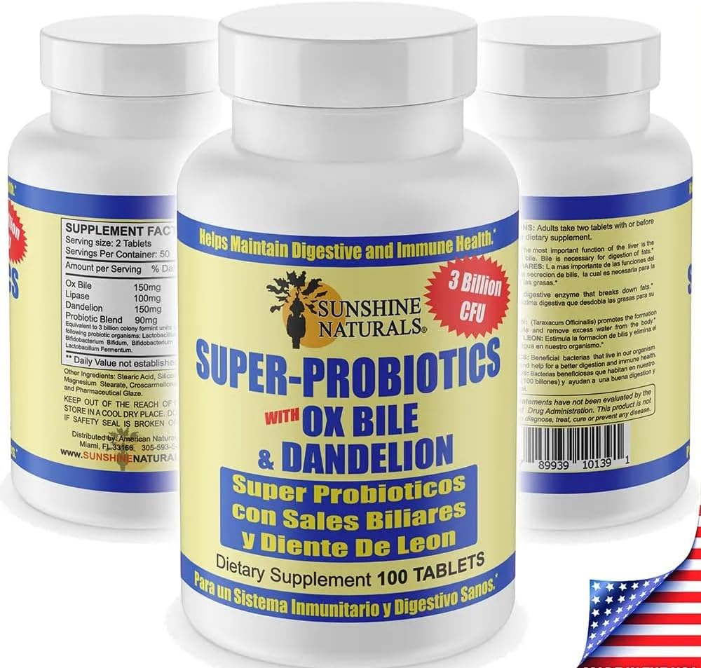 Sunshine Naturals Super Probiotics Supplement. Improves Digestion, Gut Health, Immune System Support