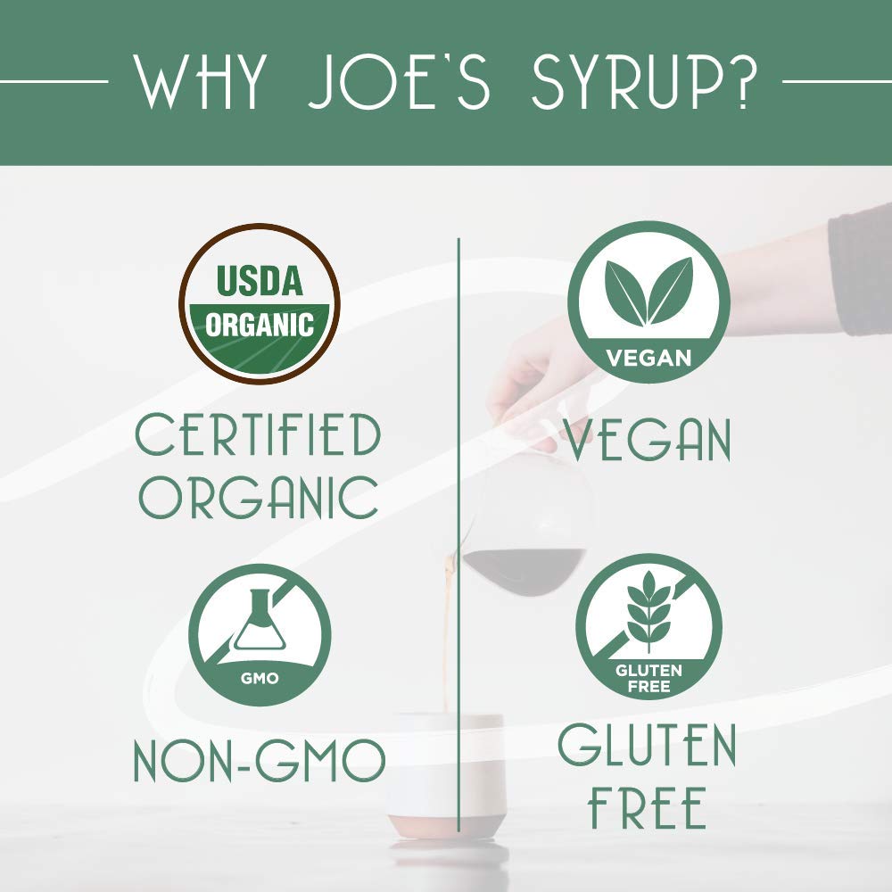Joe’s Syrup Organic Flavored Syrup, Organic Strawberry, 750 ml | Vegan, gluten-free, Non-GMO, no HFCS; for cocktails & desserts
