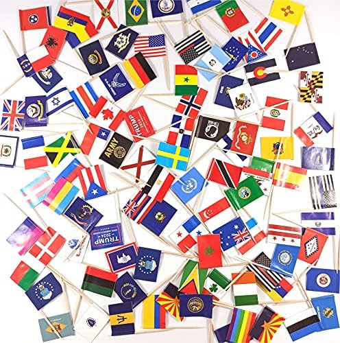 JBCD Nicaragua Toothpick Flag Nicaraguan Mini Small Cupcake Topper Flags, 100 pcs