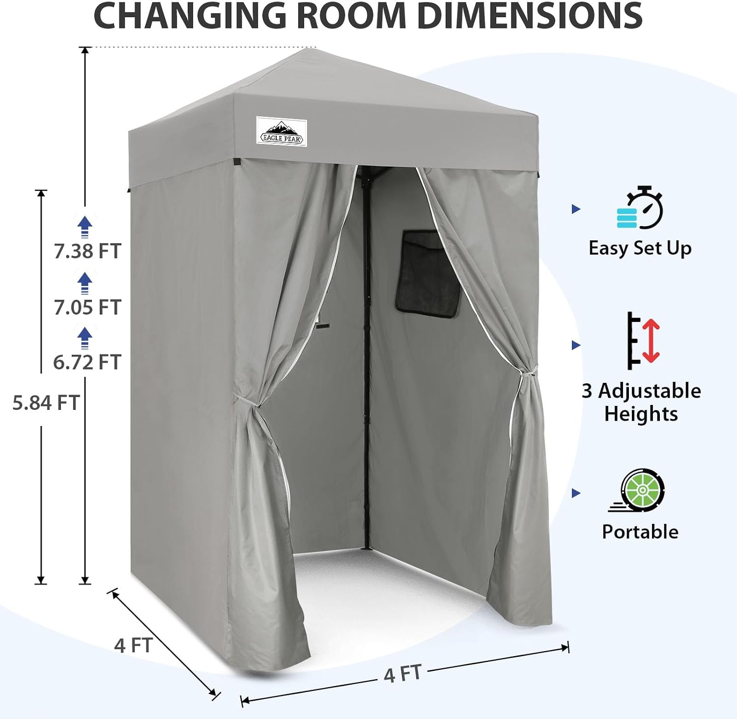 EAGLE PEAK 4x4 Pop Up Changing Tent, Outdoor Changing Room, Gray/White