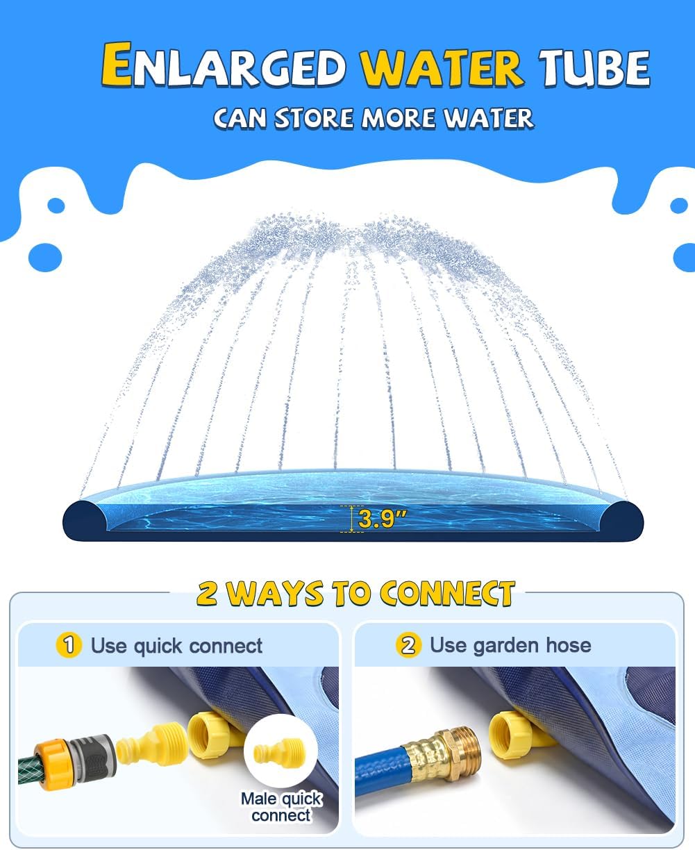 VISTOP 67" Non-Slip Splash Pad for Kids and Dogs, Thickened Sprinkler Pool for Toddlers, Outdoor Backyard Water Toys, Fun Fountain Play Mat for Babies