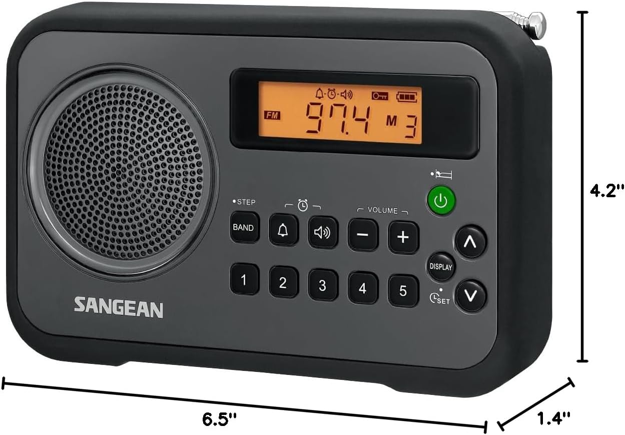 Sangean PR-D18BU AM /FM / Portable Digital Radio with Protective Bumper (White/Blue)