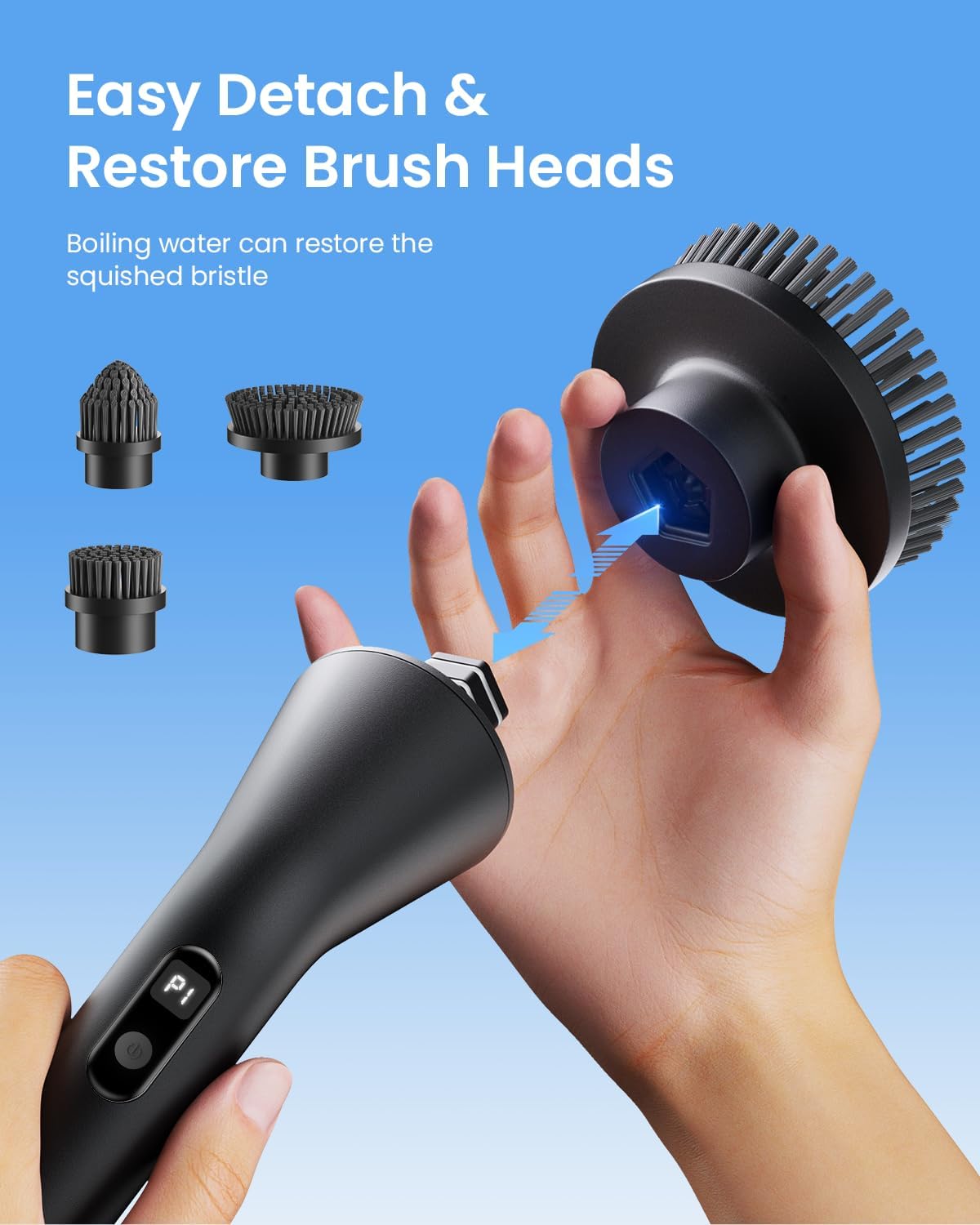 Leebein Electric Spin Scrubber, Cordless Cleaning Brush for Bathroom Shower Tub, IPX7 Waterproof Power Scrubber with 7 Brush Heads