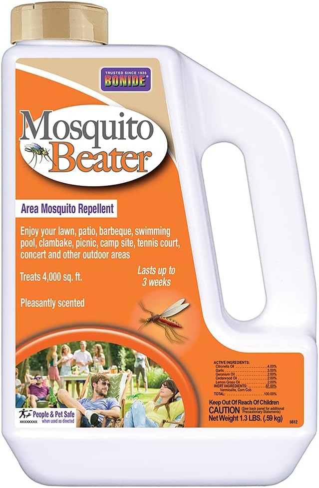 Bonide Mosquito Beater Granules, 1.3 lbs Ready-to-Use | Area Mosquito Repellent Pellets, For Outdoors, People & Pet Safe