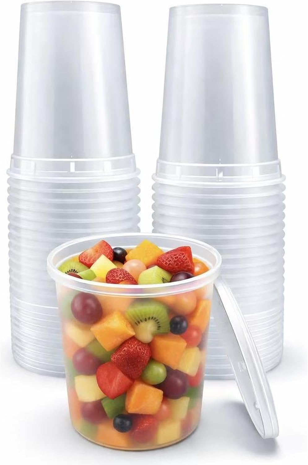 32 oz [20-Pack] Microwavable Plastic Deli Food Storage Containers with Lids