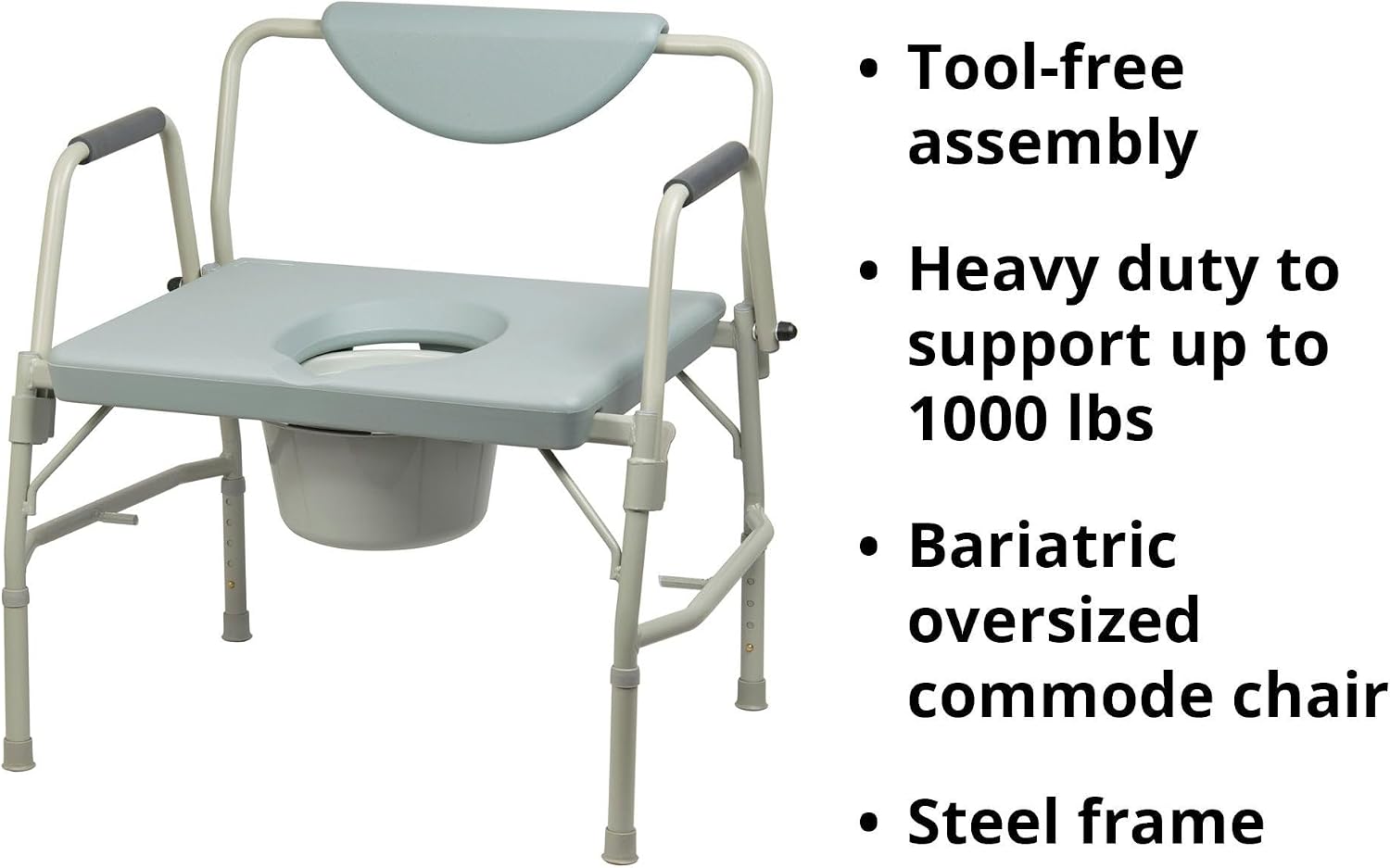 McKesson Heavy-Duty Bariatric Commode Chair with 12 qt, 23 1/4 in, 1 ct | Seat Width
