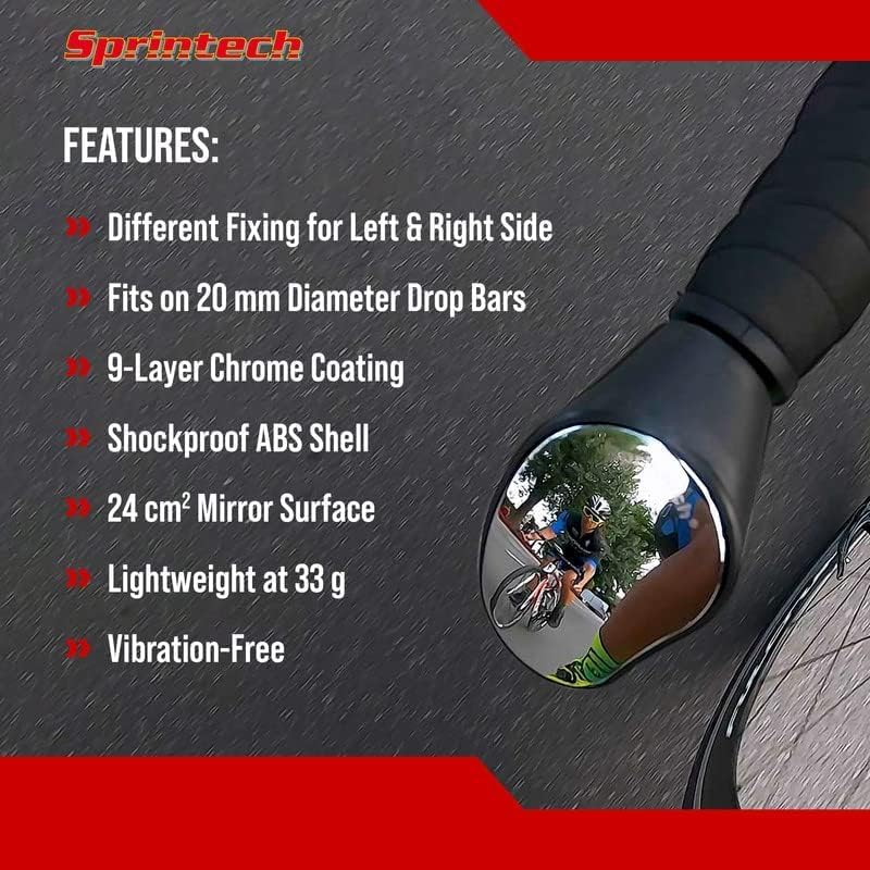 Road Drop Bar Rearview Bike Mirror - Cycling Safety Mirror - Single For Left Side Dropbar