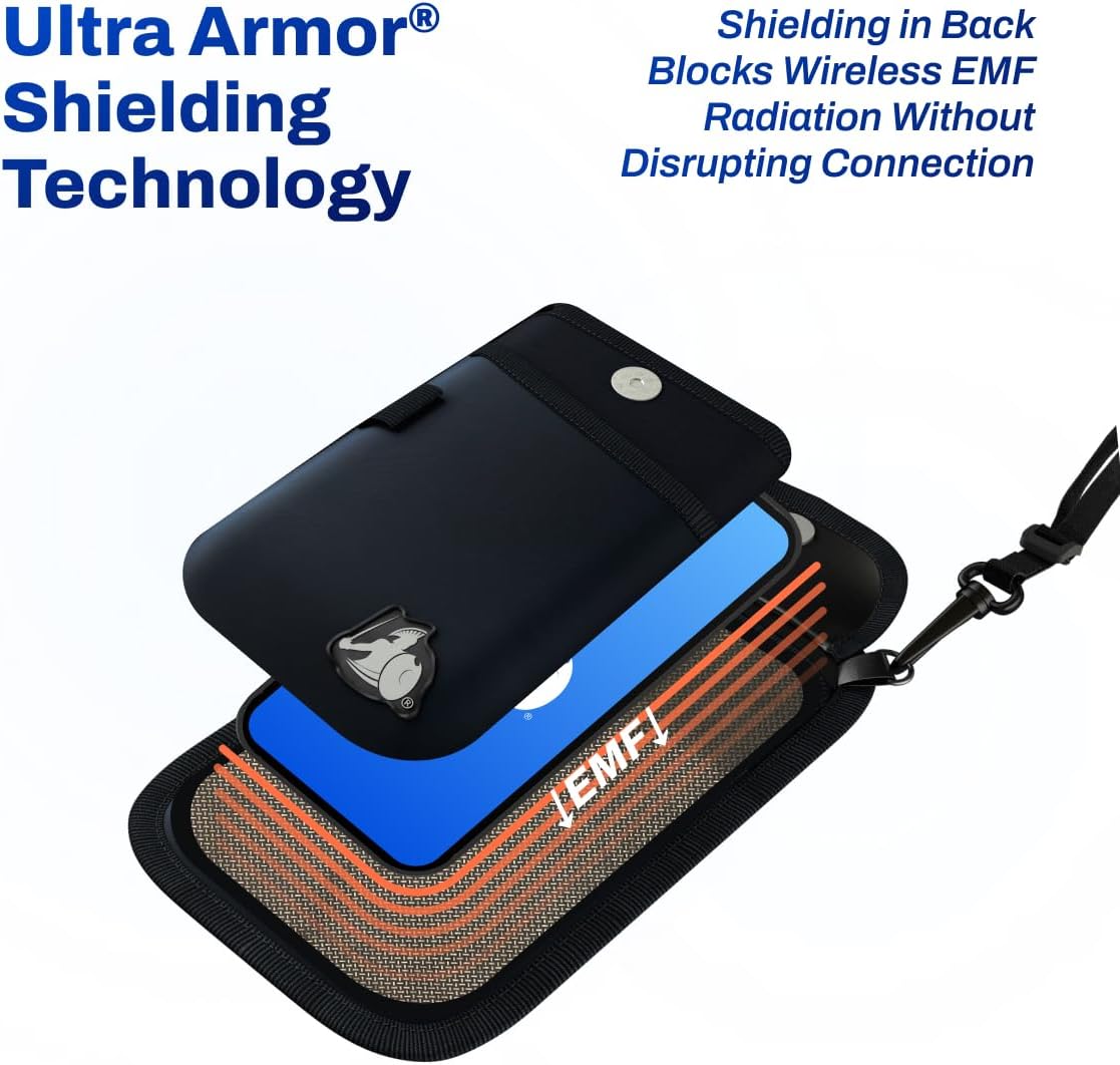 DefenderShield EMF Cell Phone Pouch with Extra Pocket (Black)