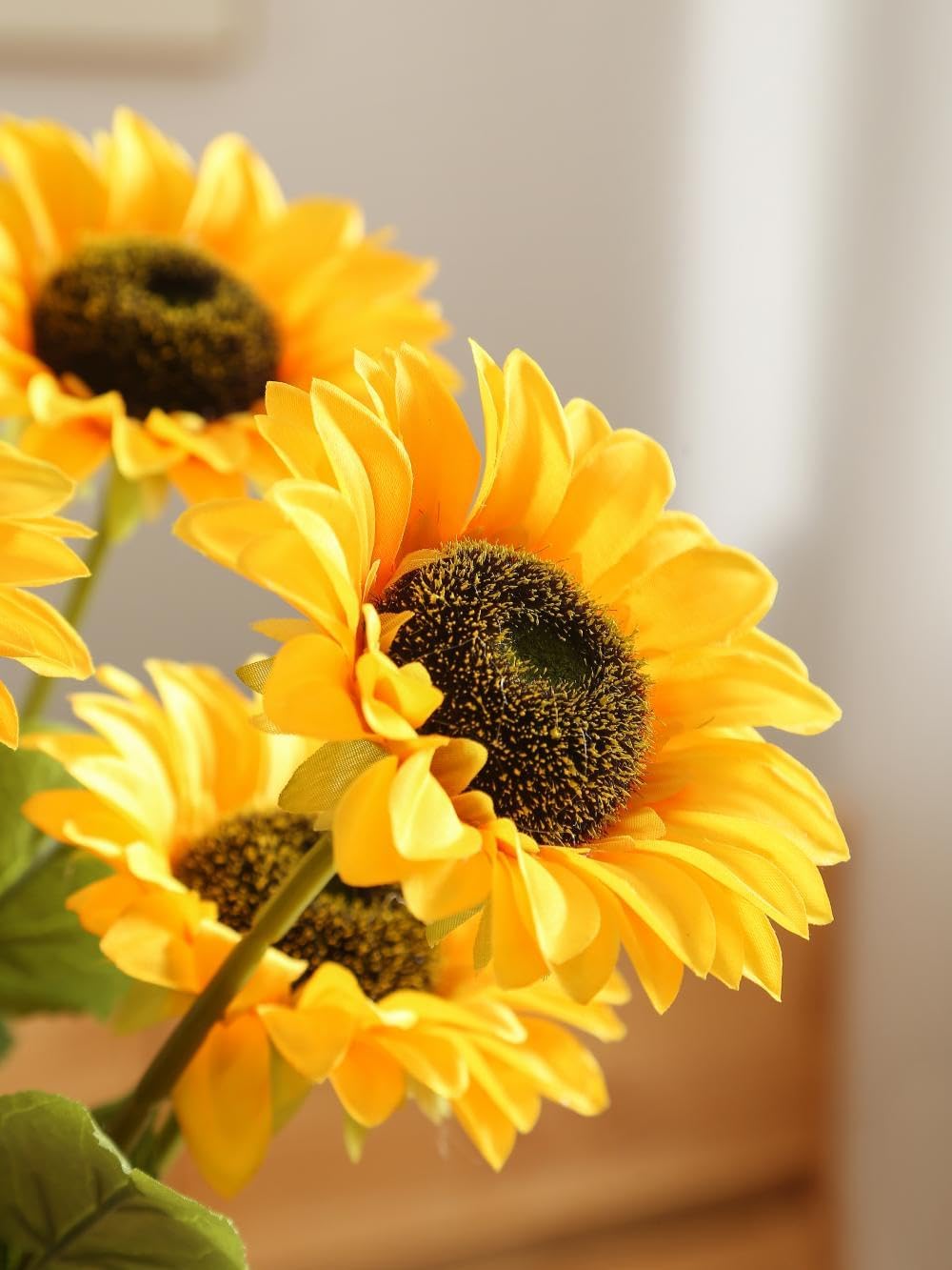 Laelfe Artificial Sunflower Flowers Long Stem Silk Fake Large Sunflowers Decoration for Outdoor Home Wedding Baby Shower Birthday Party Single Bulk