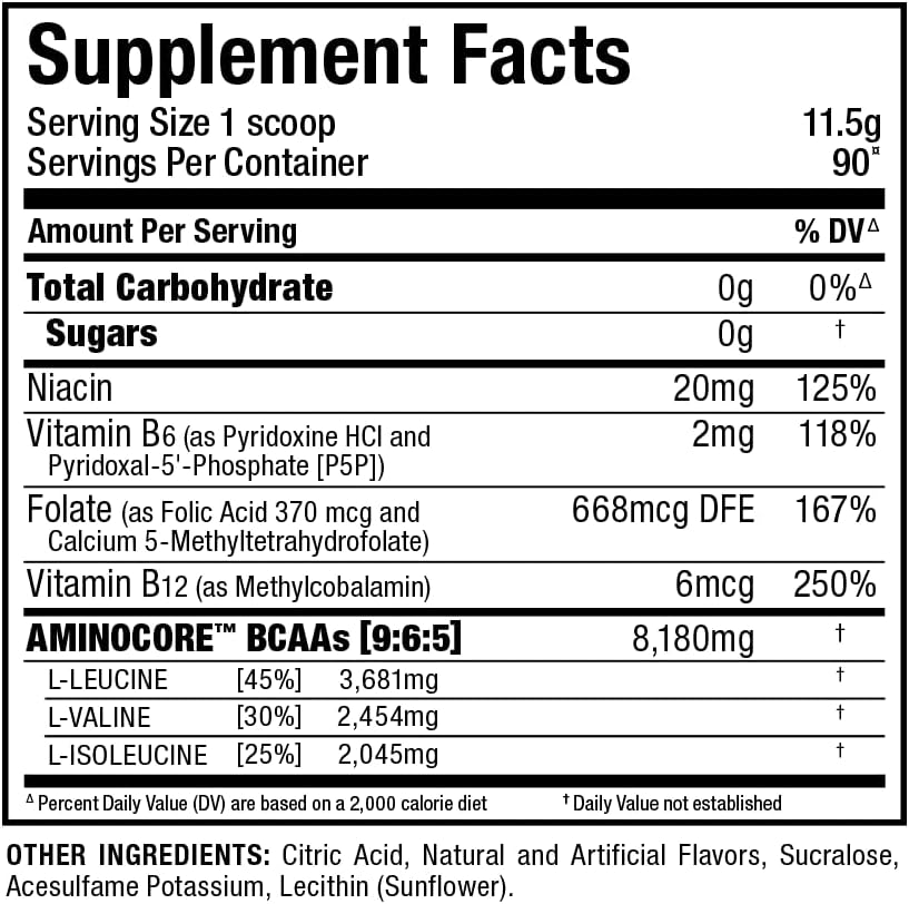 ALLMAX AMINOCORE BCAA Powder, Watermelon, 90 Servings, 1035 g