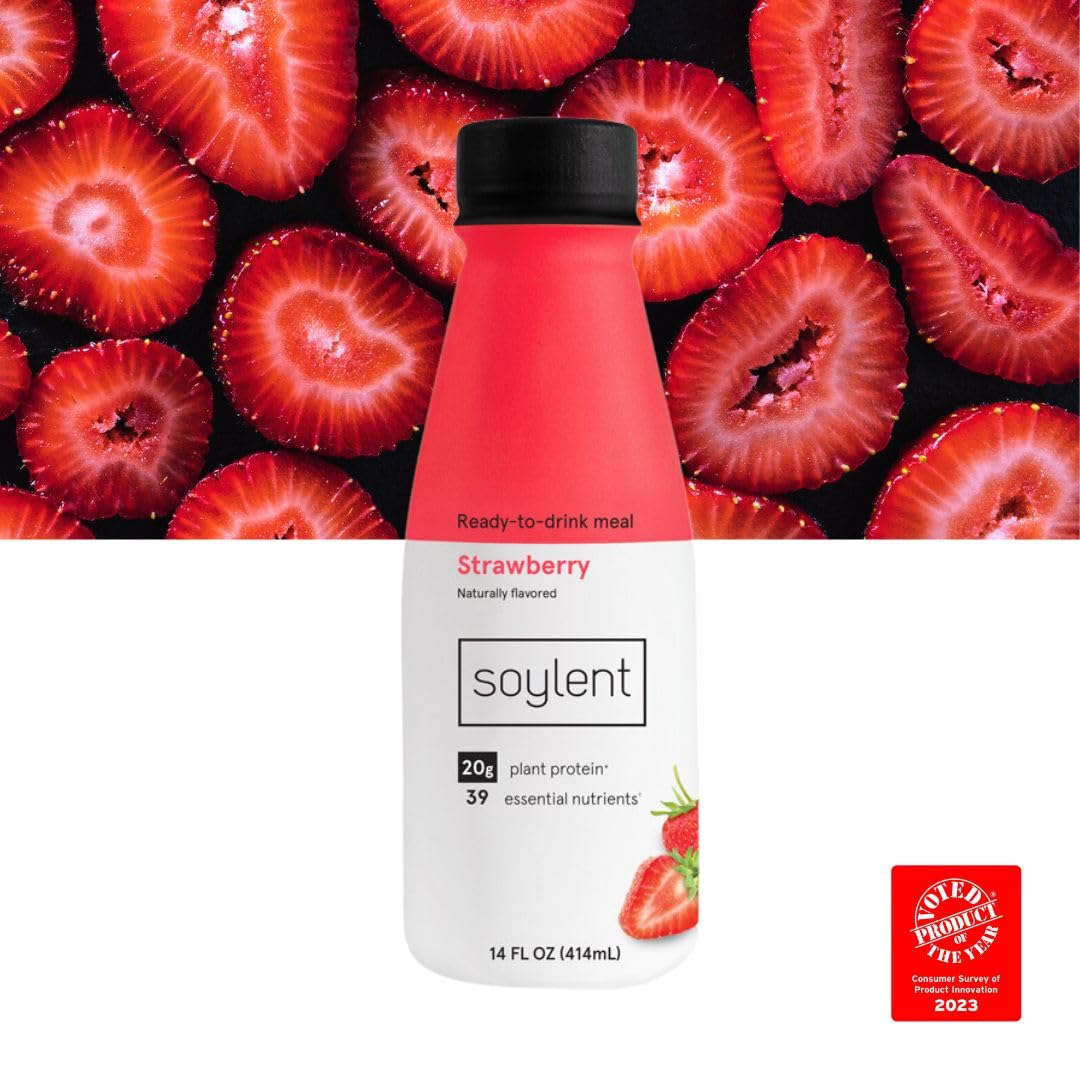 Soylent Creamy Chocolate Meal Replacement Shake, Ready-to-Drink Plant Based Protein Drink, Contains 20g Complete Vegan Protein and 1g Sugar, 14oz