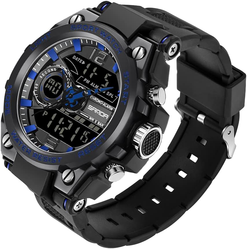 KXAITO Men's Watches Sports Outdoor Waterproof Military Watch Date Multi Function Tactics LED Alarm Stopwatch