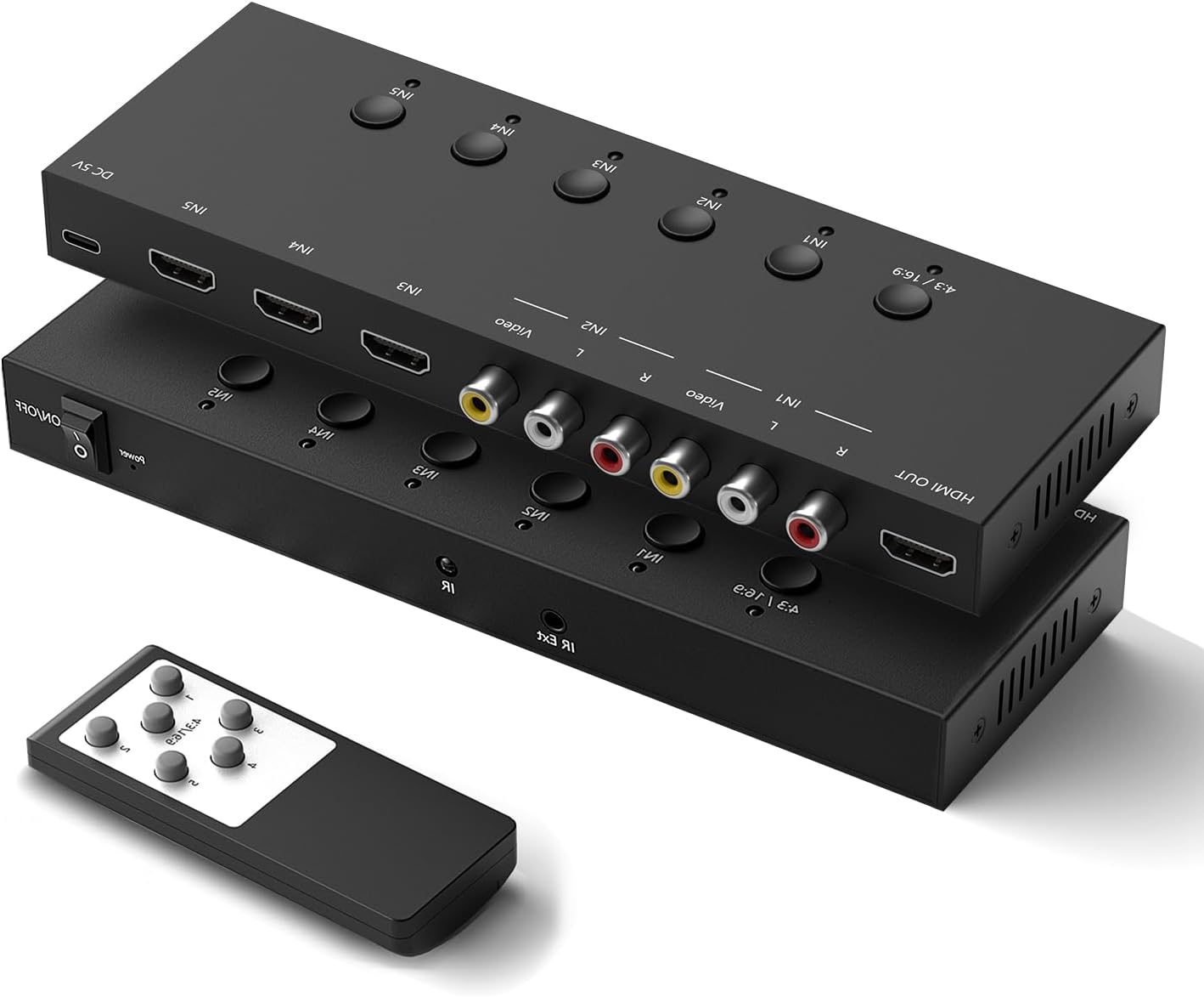 4Port AV to HDMI Converter, 4Port AV to HDMI Switcher with IR Remote