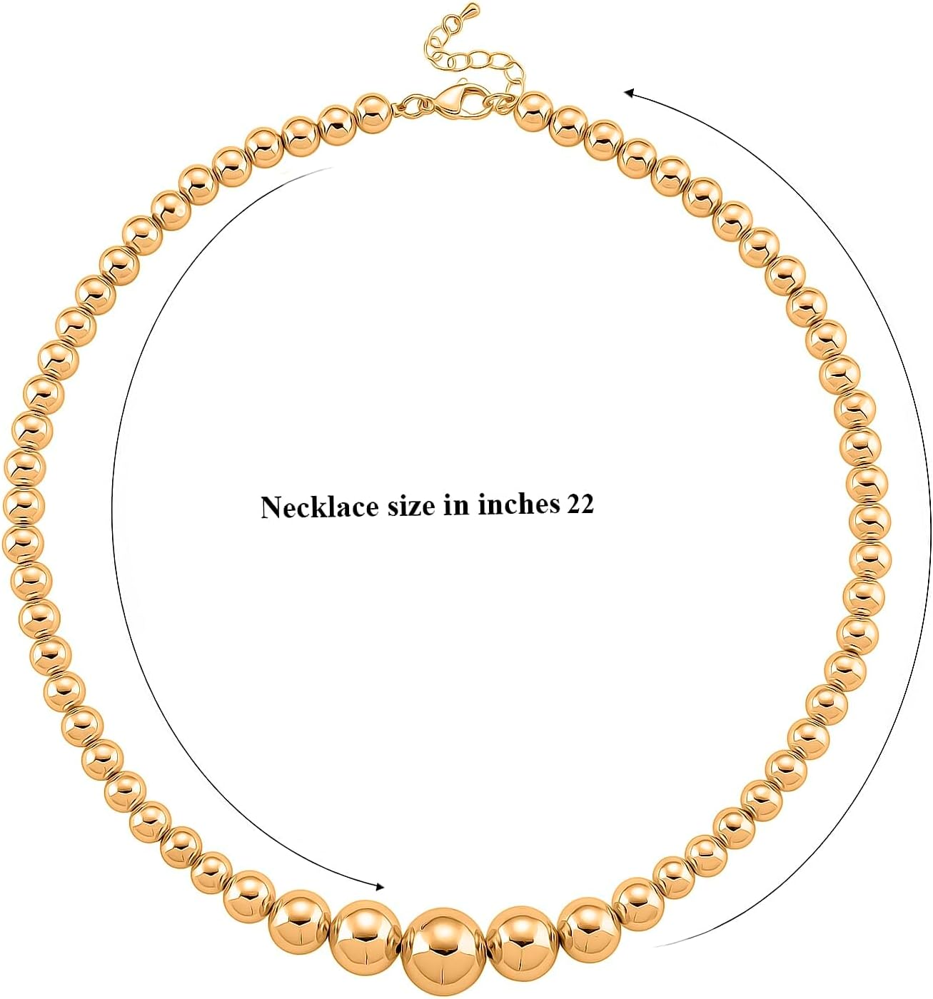 Round Shape Beaded Chain Necklace in Goldtone 20-22 Inches