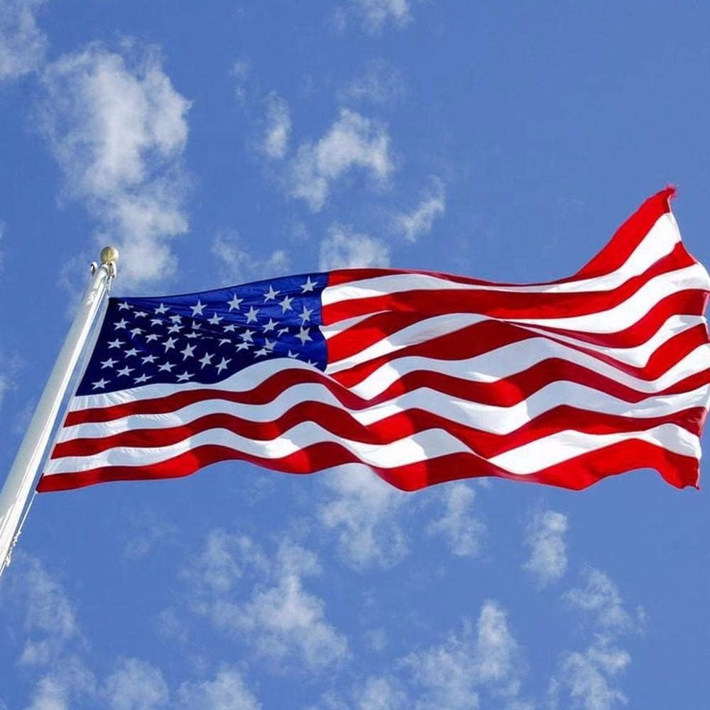 Grace Alley American Flag: 5x8 FT US Flag - 100% Made In USA - Embroidered Stars and Sewn Stripes and Brass Grommets