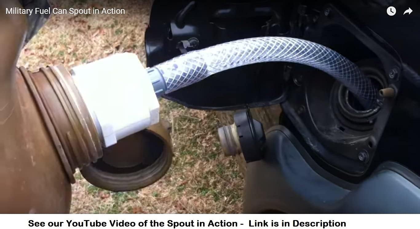 High-Flow Spout for Scepter Military Fuel Cans - 1 Inch Diameter Hose - Fuels Diesel/ Gasoline and Power Equipment