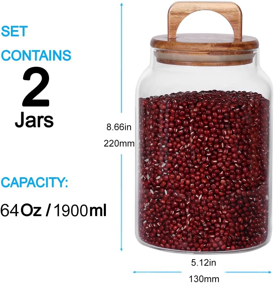 SAIOOL Egg Jar,kitchen canister， 1 Gallon Large Glass Food Storage Jars with Airtight Lid, Clear