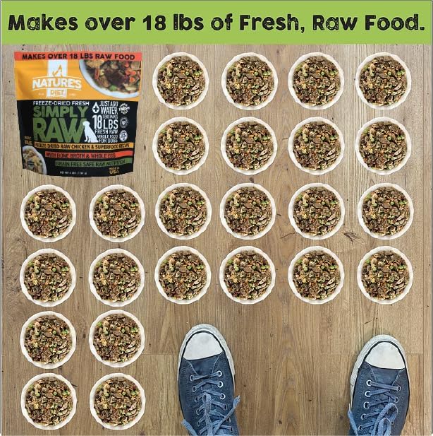 Nature's Diet Simply Raw Freeze-Dried Whole Food Meal - Makes 18 Lbs Fresh Food with Muscle, Organ, Bone Broth, Whole Egg, Superfoods