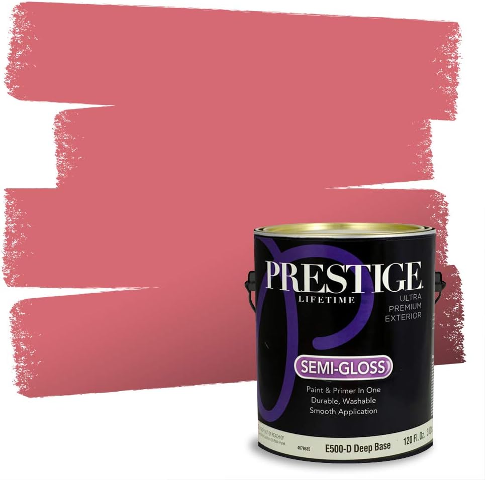 PRESTIGE Paints Exterior Paint and Primer In One, 1-Gallon, Satin, Comparable Match of Sherwin Williams* Grenadine*