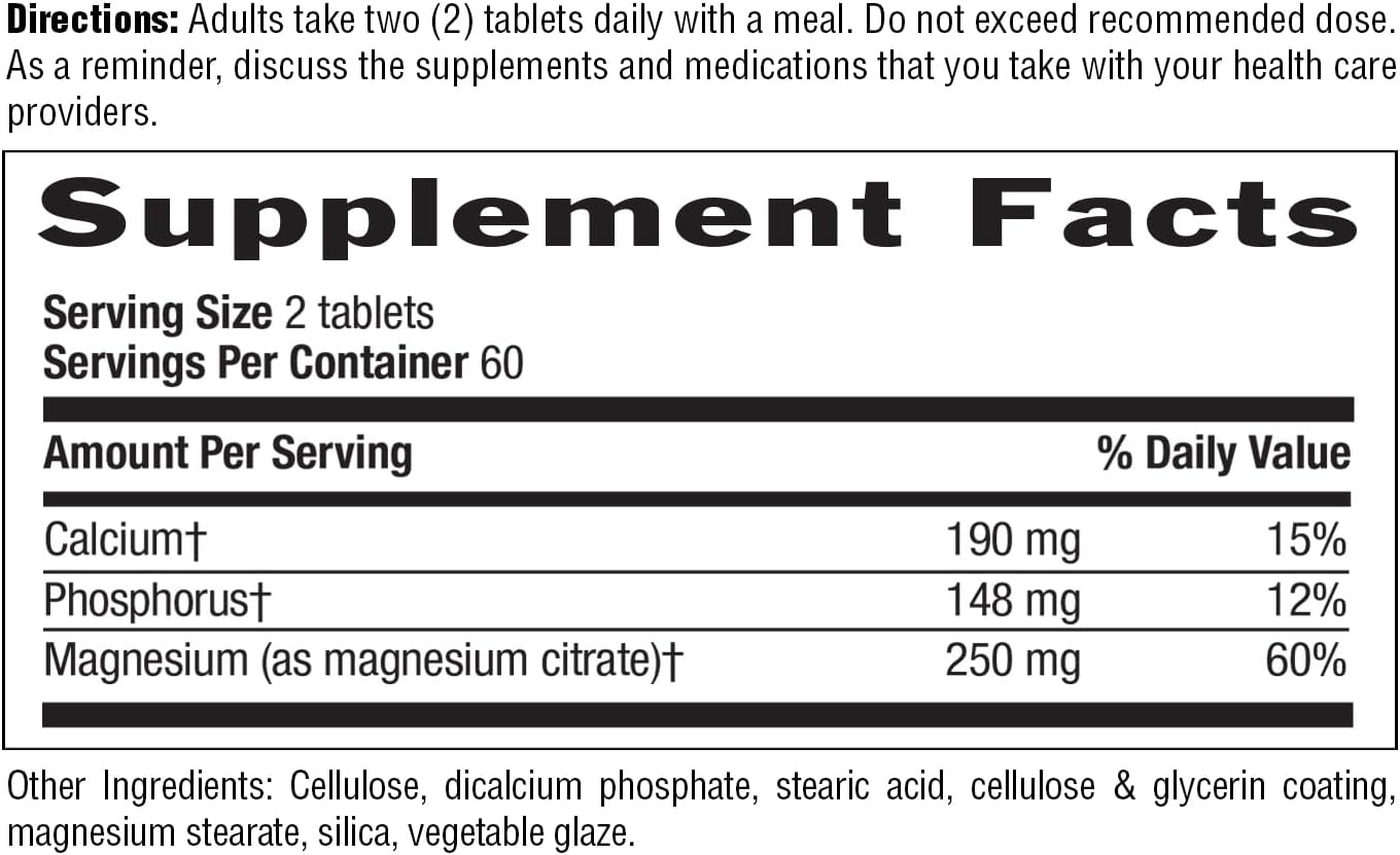 Country Life Magnesium Citrate 250mg - 120 Tablets - Supports Muscle & Nerve Function, Heart Rhythm, Healthy Immune System