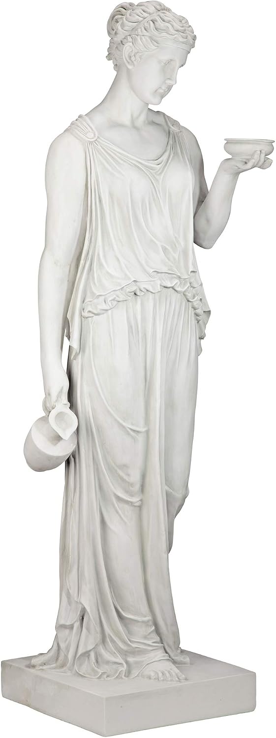 Design Toscano KY71304 Hebe Greek Woman Patron of Youth Indoor/Outdoor Garden Statue, Large Size, 10 inches Wide, 32 inches Tall, Handcast Polyresin, Antique Stone Finish