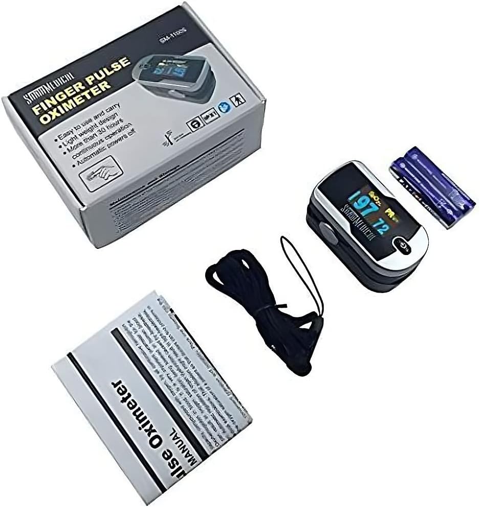 Santamedical Generation 2 Fingertip Pulse Oximeter with Lanyard | Oximetry Blood Oxygen Saturation Monitor with Batteries