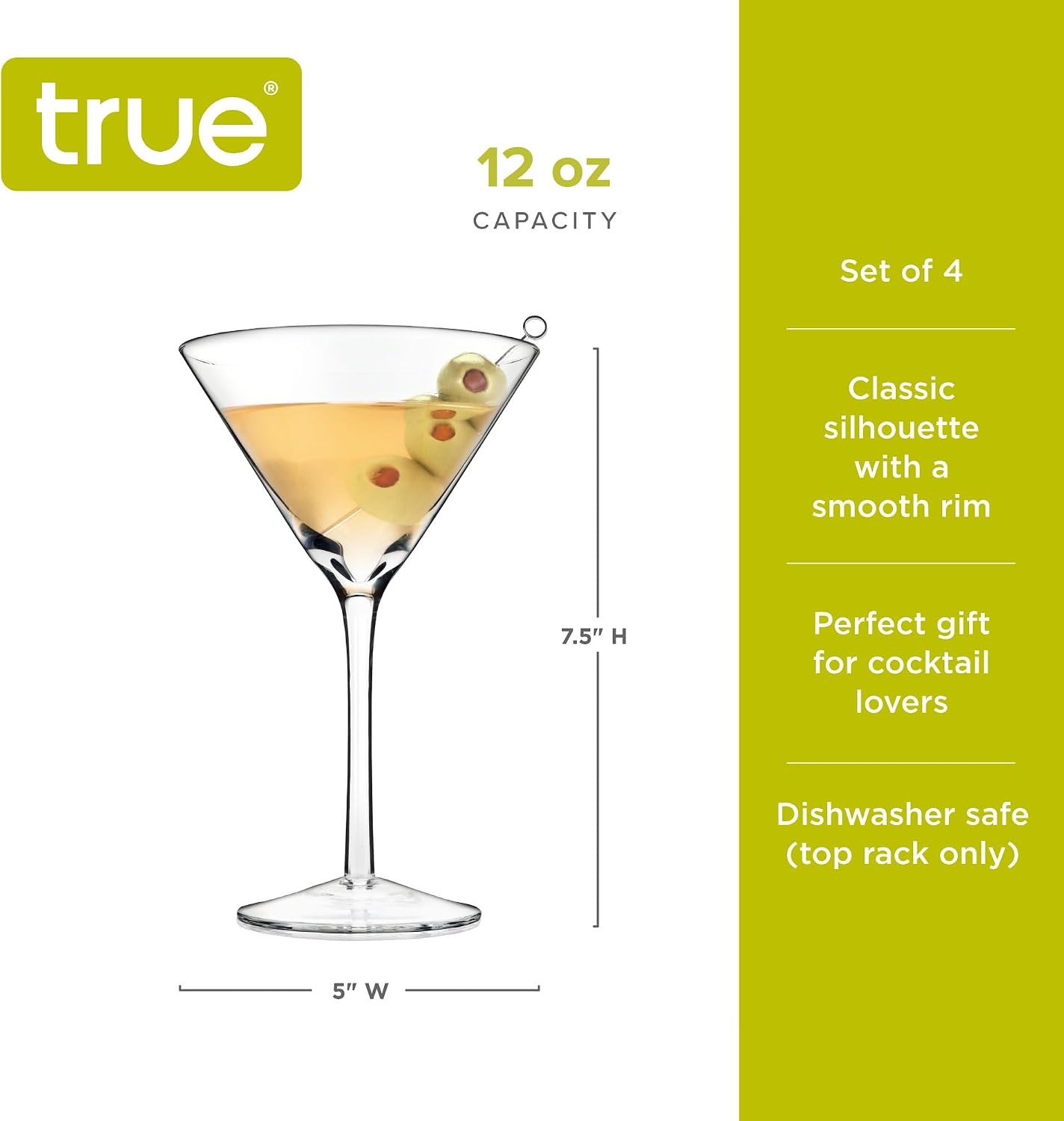 True Coupe Glass, Martini Glasses for Cocktail Party, Perfect for Espresso Martini, Manhattan, Champagne, Elegant 7 oz Glassware for Home Bars