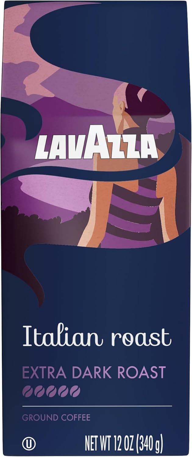 Lavazza Italian Roast Ground Coffee 12oz Bag, Extra Dark Roast (Pack of 1) - Package May Vary