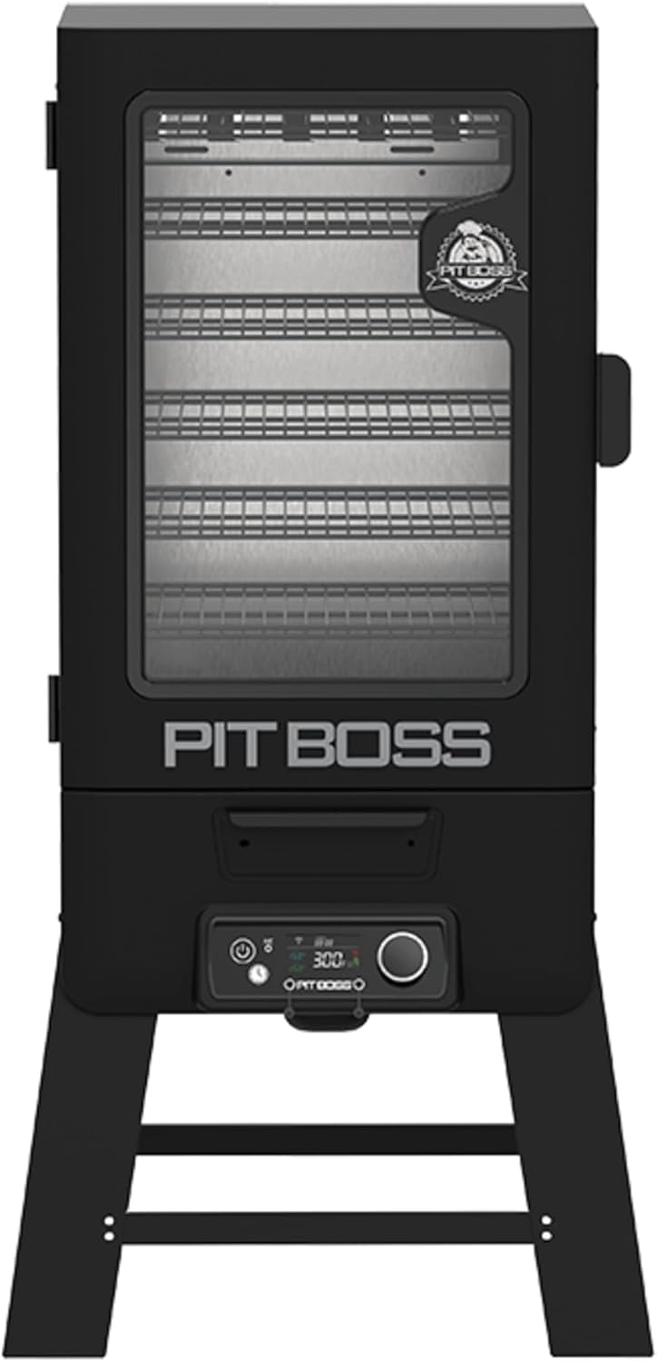 Pit Boss 4-Series WiFi & Bluetooth Digital Vertical Smoker with LCD Digital Controller and Wood Chip Tray, 1, 320-Sq. In. 6-Rack Cooking Space