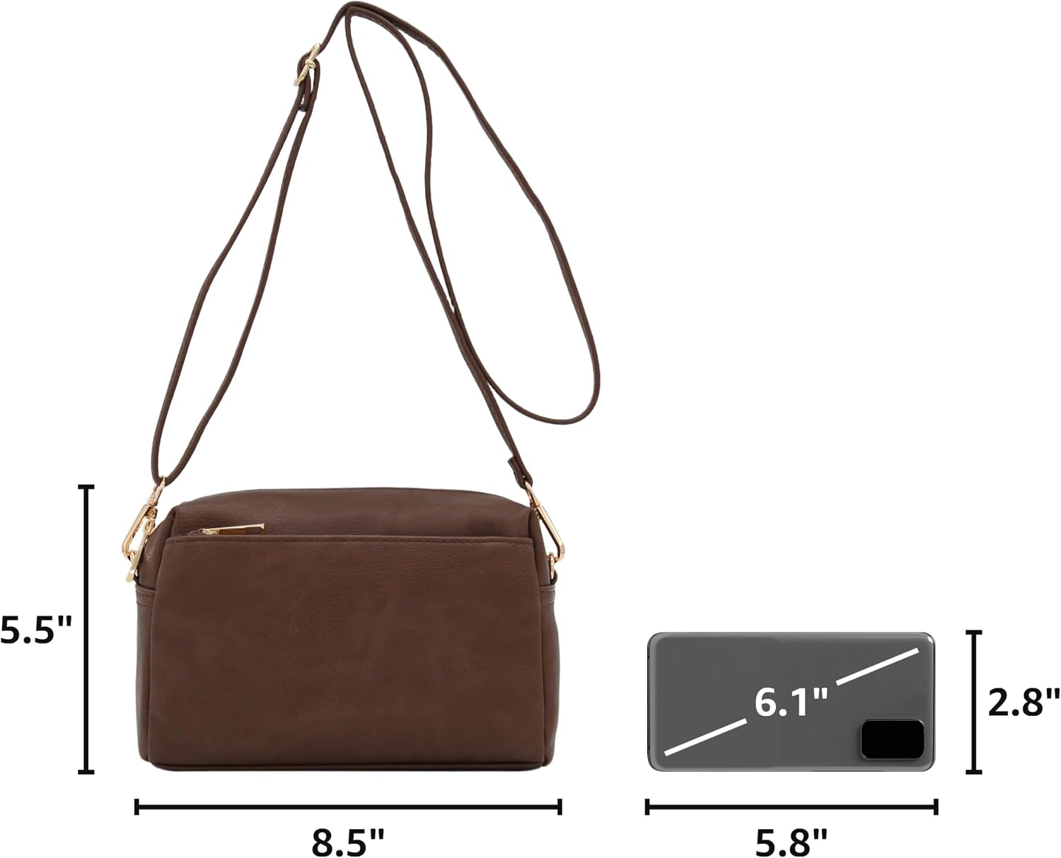 Triple Zip Small Crossbody Bag