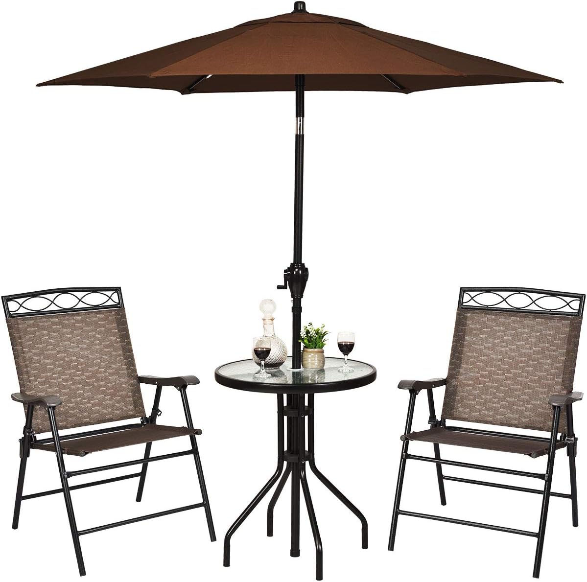 S AFSTAR 3-Piece Bistro Set, Patio Furniture Set for Outdoor Poolside Balcony Garden Yard, 28" H Outdoor Round Table and 2-Pack Folding Chairs