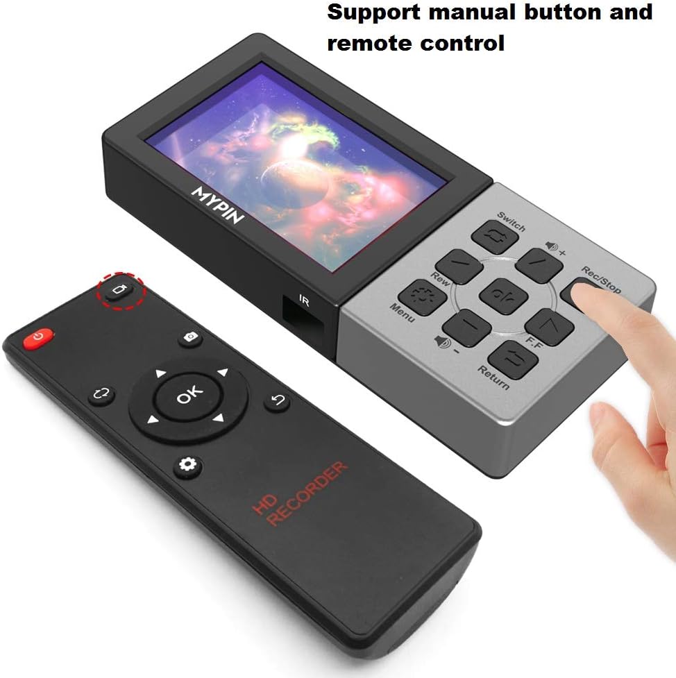 1080P@60fps Capture Card with 3.5 Inch LCD and Remote Control, HDMI Video Recorder for PS4, Xbox One, LiveTV, DVR
