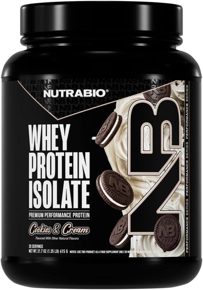 NutraBio 100% Whey Protein Isolate Protein Powder, 25g Protein with Complete Amino Acid Profile, Non-GMO, Soy & Gluten Free, Low Carb, Low Calorie Whey Protein Powder, Raw Unflavored, 20 Servings