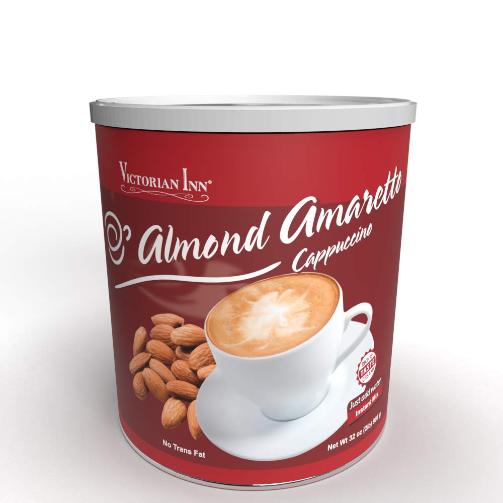 Victorian Inn Instant Cappuccino - Almond Amaretto Flavor - Creamy & Delightful Coffee Mix - Great Hot, Cold