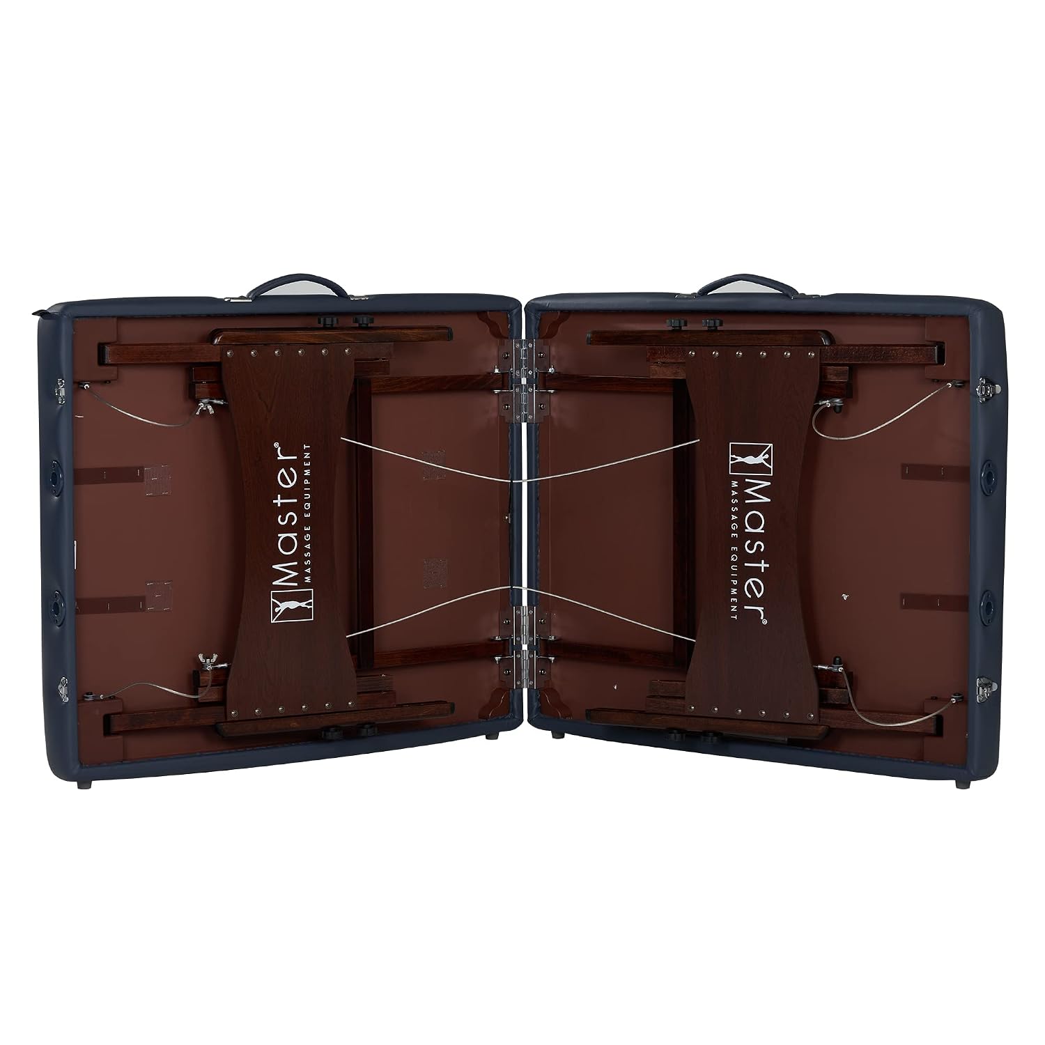 Master Massage Newport Portable Massage Table Package with Denser 2.5" Cushion, Walnut Stained Hardwood, Steel Support Cables, Pillows & Accessories, Black, 30"