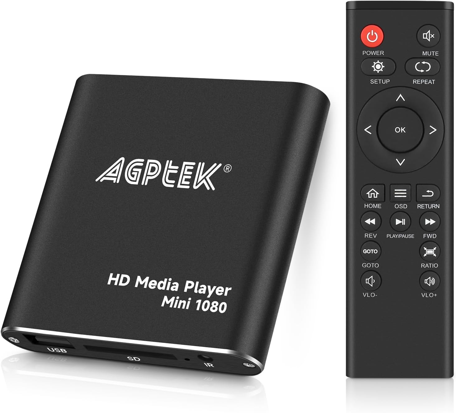 HDMI Media Player, Black Mini 1080p Full-HD Ultra HDMI Digital Media Player | for -MKV/RM- HDD USB Drives and SD Cards