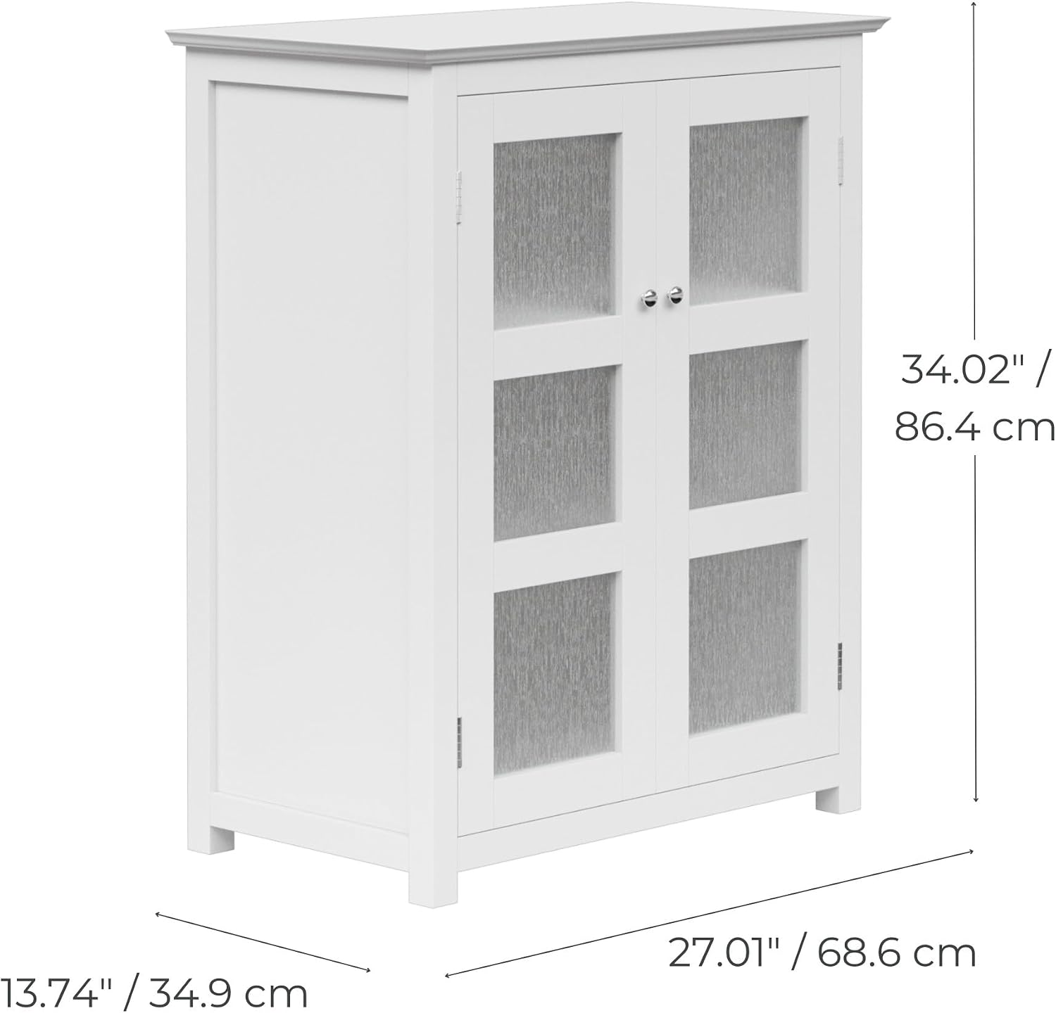 Teamson Home Florence 26 in. x 32 in. 2-Door Freestanding Wooden Floor Cabinet with Adjustable Shelves for Storage Solutions in Bathrooms, Kitchens, Laundry Rooms, Home Offices, White | Freestanding Wooden, Adjustable Shelves, For Bathrooms, Kitchens, La…