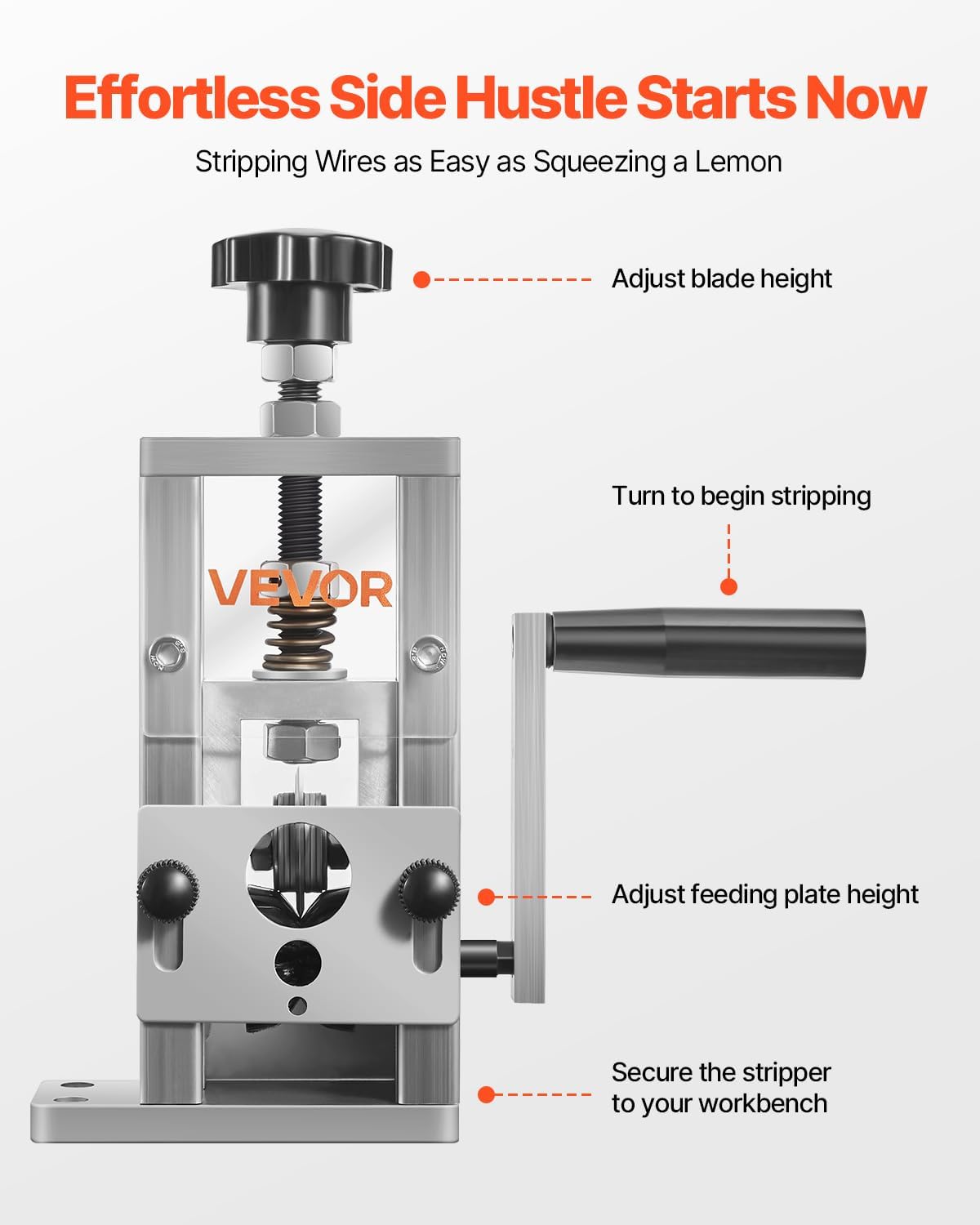 VEVOR Wire Stripping Machine 0.06-1.5 inch, 11 Channels 10 Blades