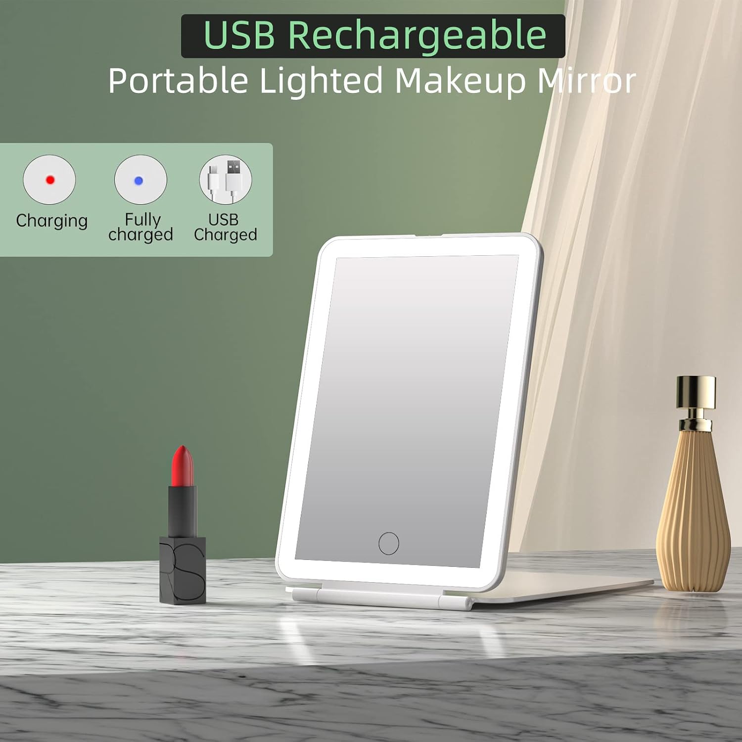 FUNTOUCH Rechargeable Travel Makeup Mirror with 72 Led Lights