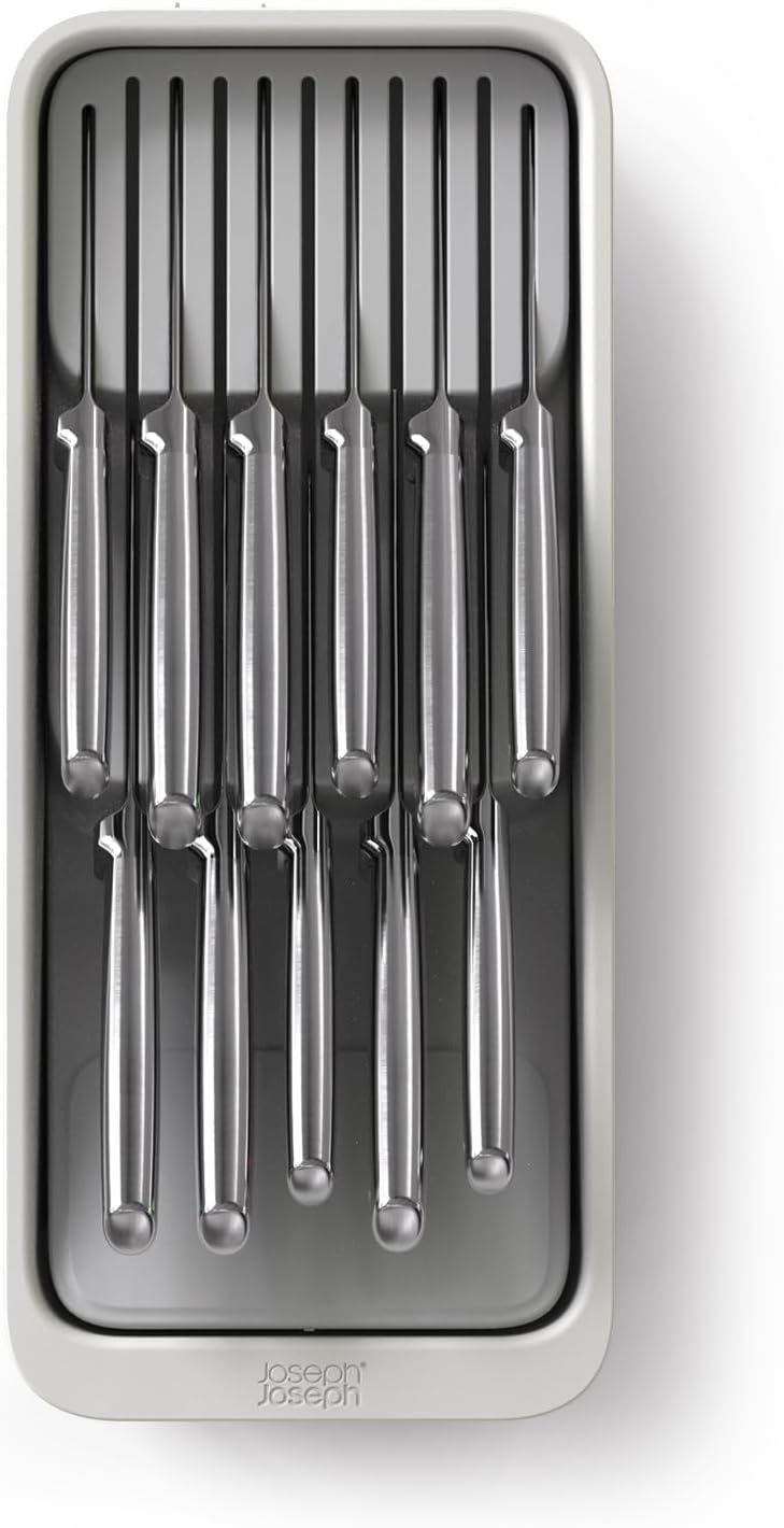 Joseph Joseph DrawerStore Knife Organizer, holds up to 9 knives, Kitchen Organization & Drawer Storage – Compact, Gray