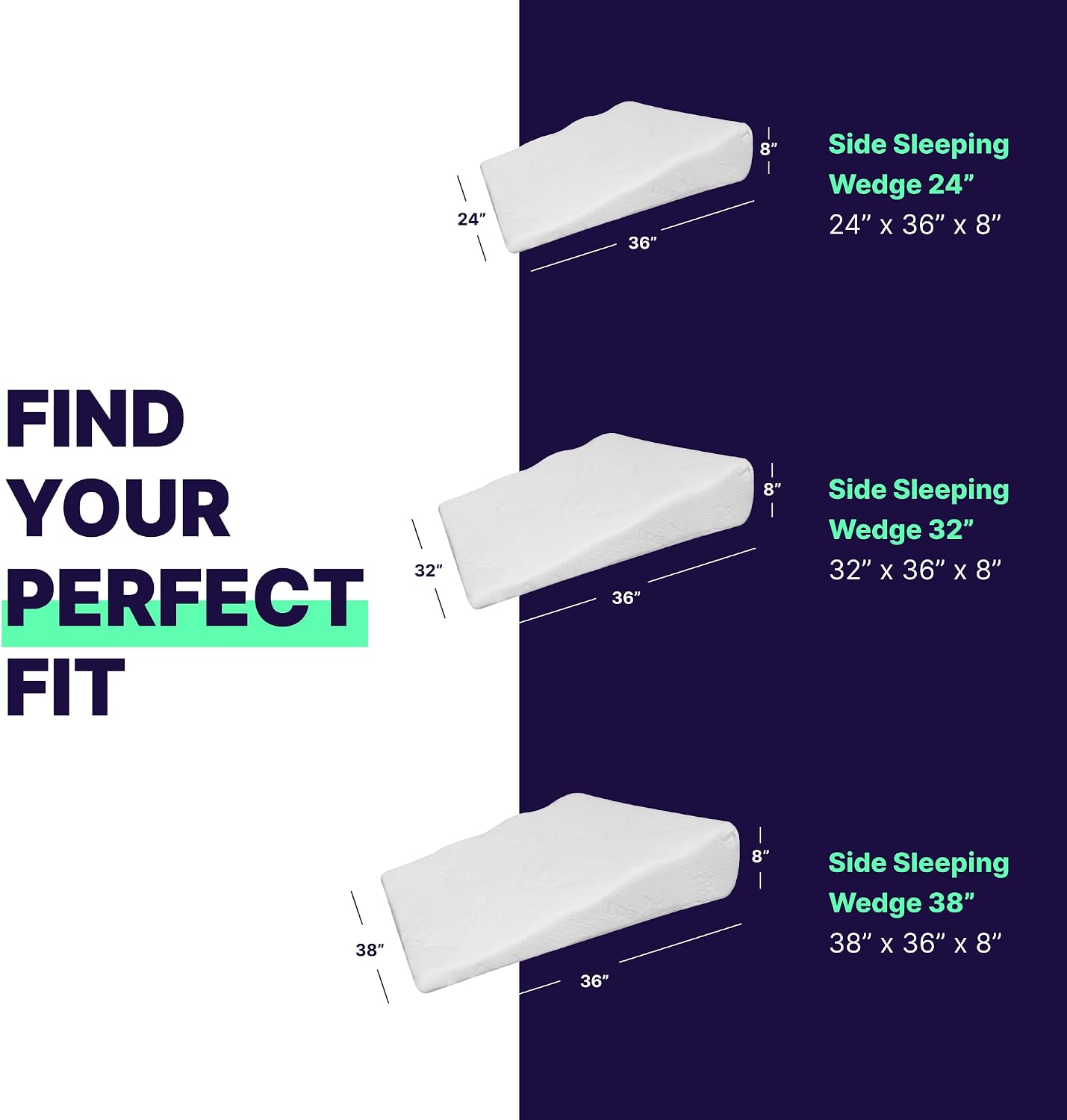 Acid Reflux Wedge Pillow for Sleeping & Sitting – Elevating Memory Foam Pillow for GERD Relief, Snoring, & Back Pain (Side Sleeping Wedge