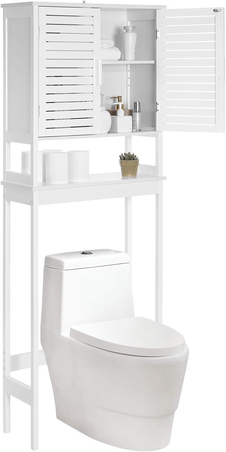 SONGMICS Bamboo Over The Toilet Storage Cabinet, Adjustable Inside Shelf