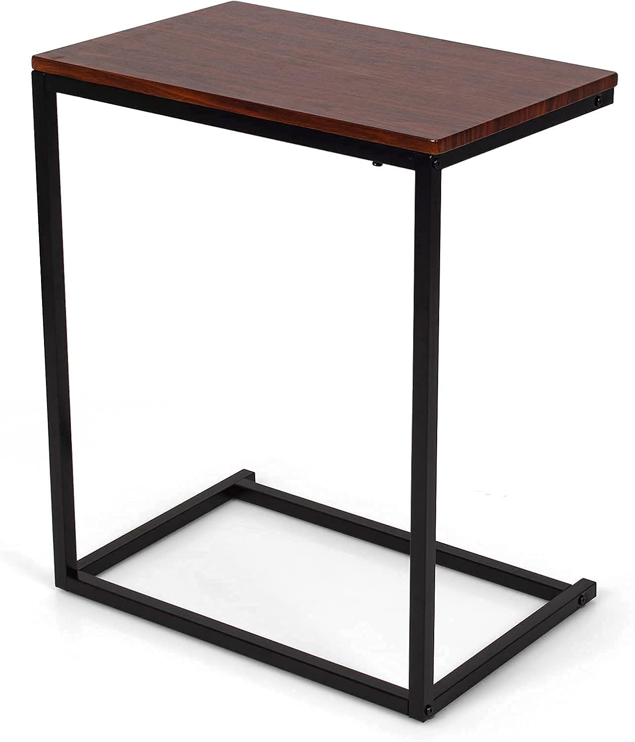 Tangkula C Shaped End Table, Couch Sofa Side TV Tray for Coffee Snack Laptop, Vintage Bedside Table for Living Room, Bedroom