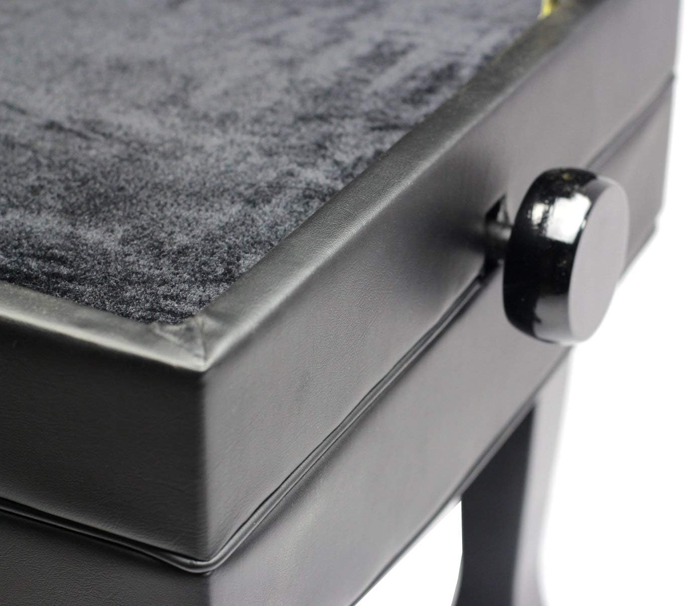 Griffin Piano Bench (Genuine Leather Plus Series) – Adjustable Ergonomic Keyboard Stool with Storage, Black Wood Frame for Home, Musicians