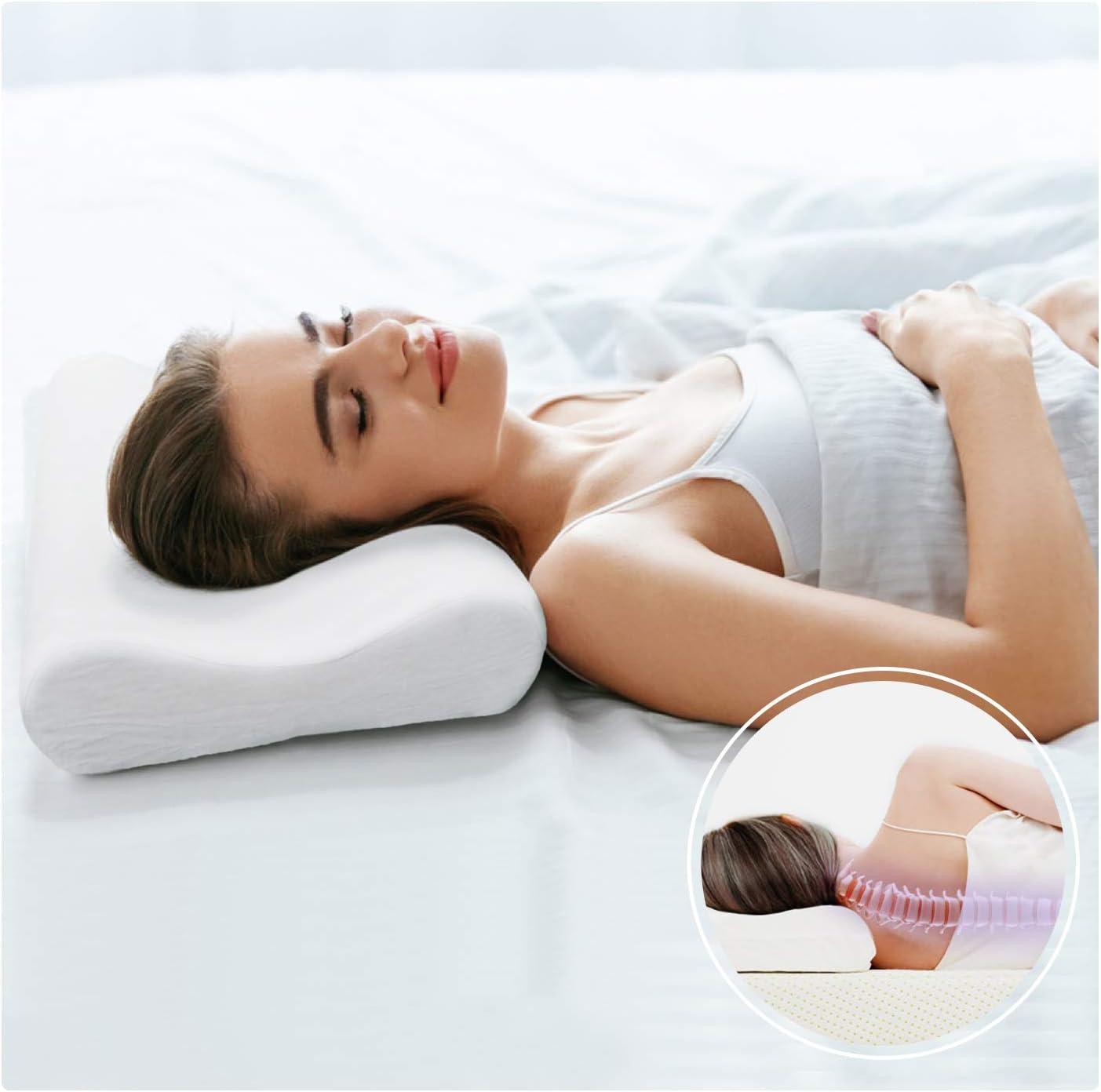 ZG-Home Memory Foam Pillow, Neck Pillow, Cervical Pillow for Neck Pain, Orthopedic Contour Pillow for Back, Side