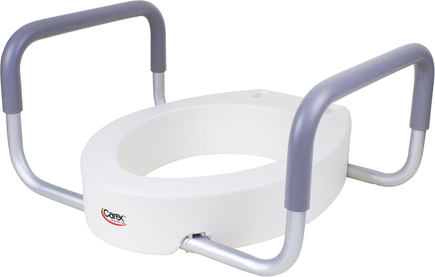 Carex 3.5 Inch Raised Toilet Seat with Arms, Round Toilet Seat Riser, 300 lbs Capacity, Elevating and Raising Seat for Elderly and Handicap, Universal